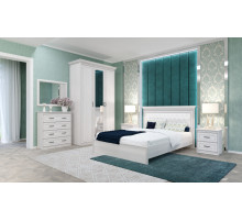 Спальня Неаполь Ясень анкор светлый (патина "серебро") экокожа «polo» белая. Спальня Неаполь Ясень анкор светлый (патина "серебро") экокожа «polo» белая.