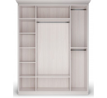 Шкаф 4-х дверный зеркальный Неаполь Ясень анкор светлый (патина "серебро")