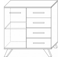 Комод 900 Вега Скандинавия (глянец, белый + дуб каньон)