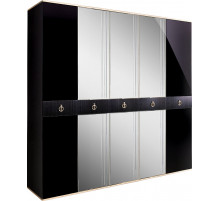 Пятистворчатый шкаф для одежды с зеркалом Rimini Solo РМШ1/5 (s) (черный)